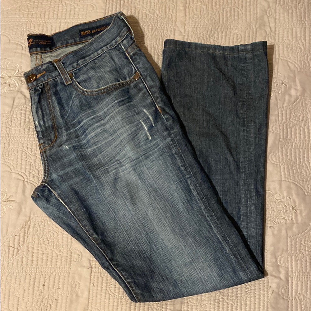 Straight Style Distressed Jeans 31x34